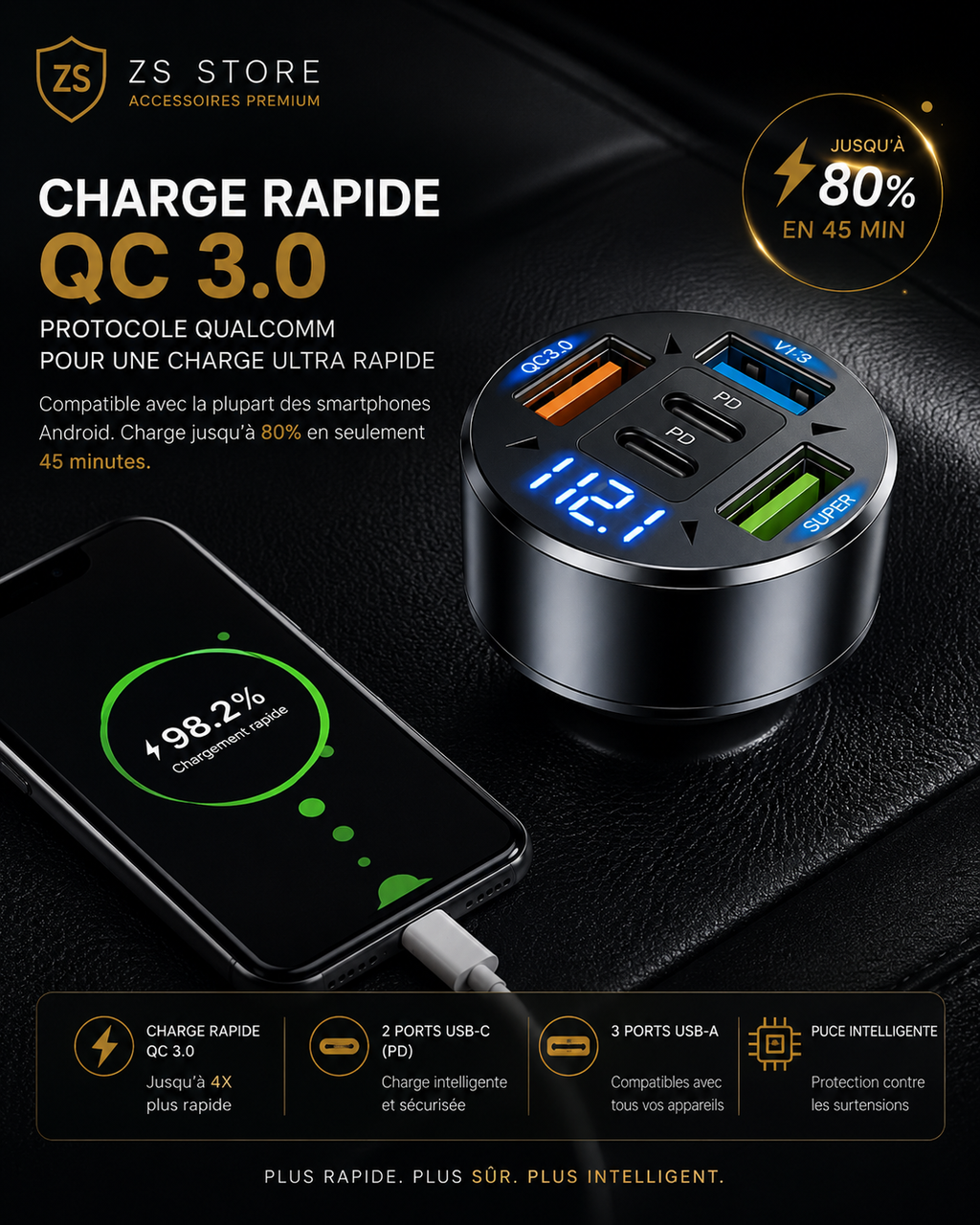 Station de Charge Premium 12-en-1™ | USB-C, USB & Secteurs – Compatible iPhone, Samsung, Xiaomi, Google Pixel, Huawei et plus